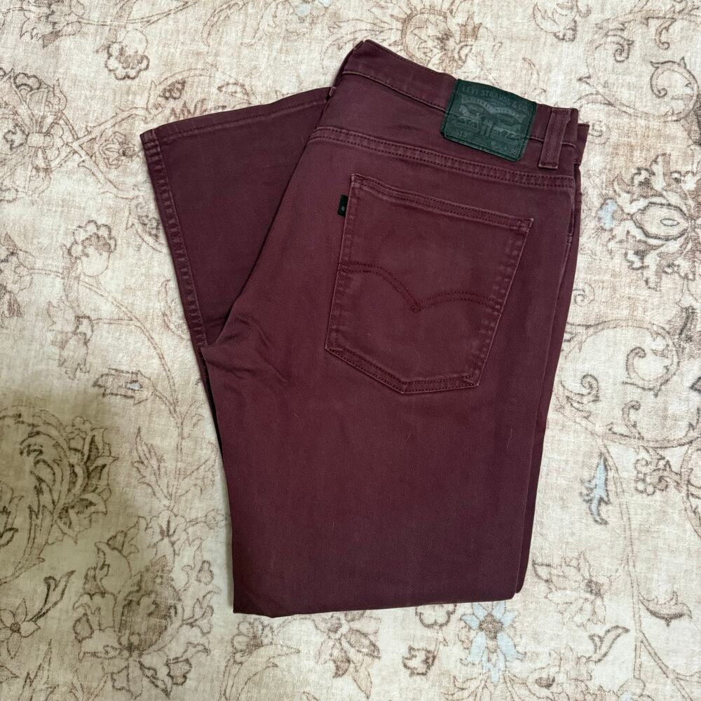 Levi’s 513 Slim Straight Maroon Burgundy Denim Jeans Mens W36 x L30